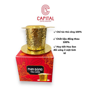 Phin pha cà phê đồng thủ công hoạ tiết hoa sen