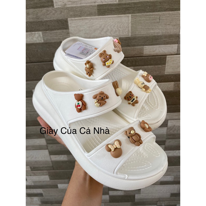 Dép lê Crush đế cao tặng 14 nút charm