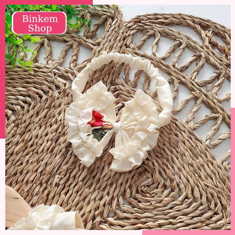 Body Bé Gái Sơ Sinh BINKEMSHOP. Body Đầy Tháng Cho Bé Tặng Kèm Turban và Hài. Bodysuit Cho Bé Sơ Sinh 3-11kg