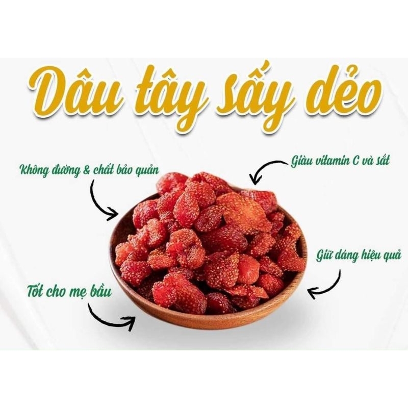 Mứt dâu tây sấy dẻo Đà Lạt 300g chua chua ngọt ngọt, dẻo thơm