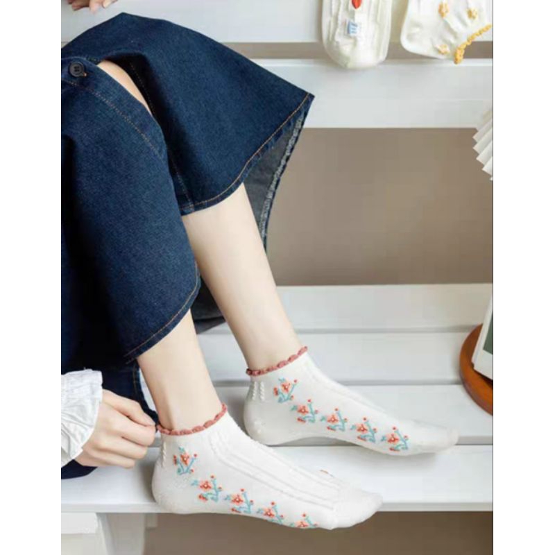 Set 5 đôi tất vớ phối màu hoa cỏ kiểu dáng trẻ trung cực xinh hàng đẹp giá rẽ mẫu mới hot hit