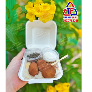 100 Hộp giấy vuông đựng bánh bao, bánh mochi chấm kem sữa ,donut, xôi, humburger  - Hộp đựng takoyaki 6 viên