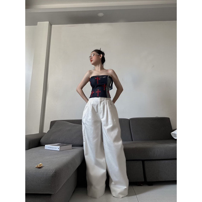 ✨Áo Croset “CROSS Top”———Áo Jean đắp da thánh giá. | BigBuy360 - bigbuy360.vn