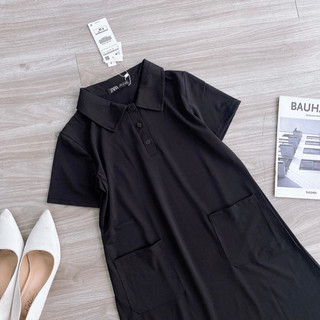 Váy polo đen cổ đức 2 túi bên
