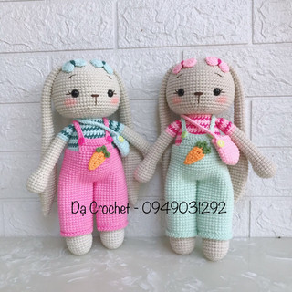 Thỏ nhồi bông bằng len cao cấp cho bé - thú bông len handmade đan móc thủ công bằng tay