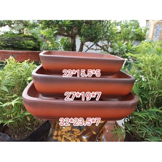 Bộ 3 chậu chữ nhật dáng cổ Bát tràng