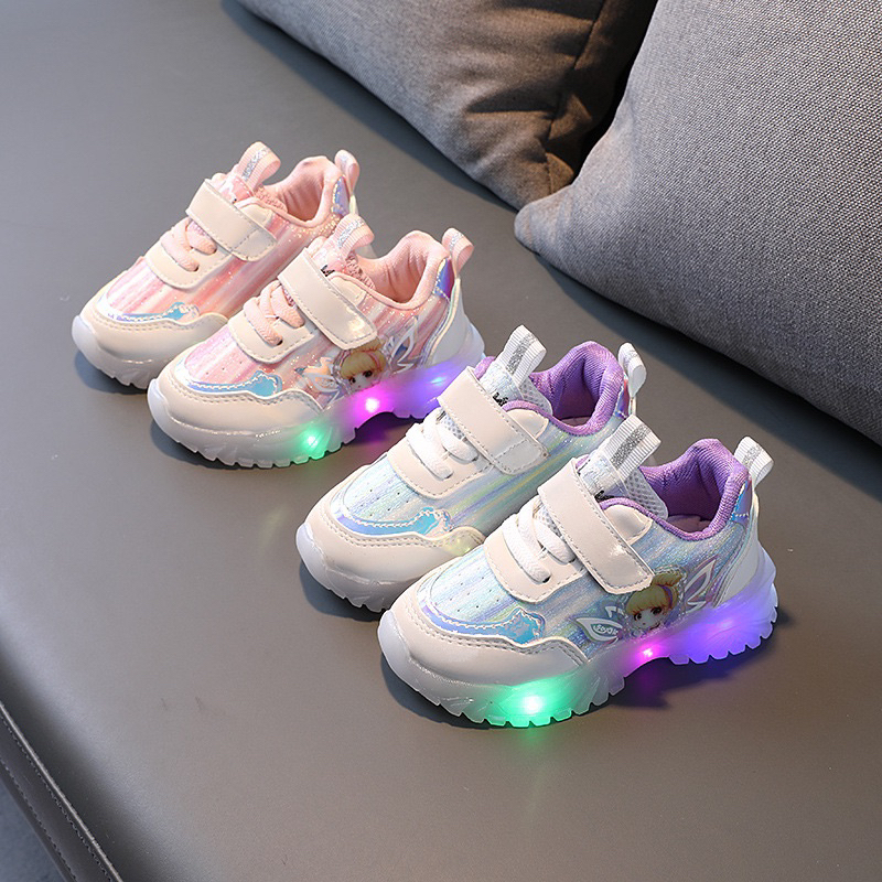 Giày trẻ em phát sáng - giày thể thao đèn led công chúa màu hồng cho bé 1 - 6 tuổi có quai dán siêu mềm Babybees A20 925