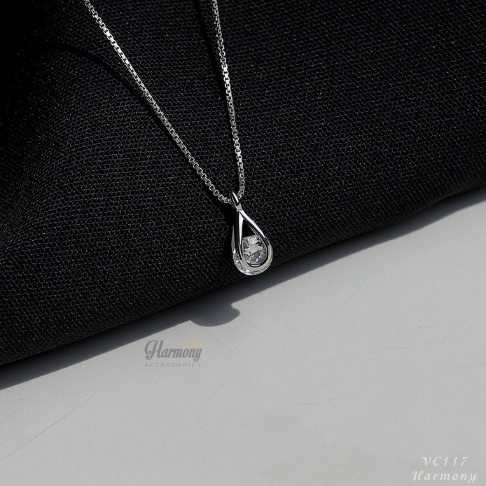 Dây chuyền nữ bạc mặt hình giọt lệ đính đá nhân tạo tear of love 2 | HARMONY ACCESSORIES VC117