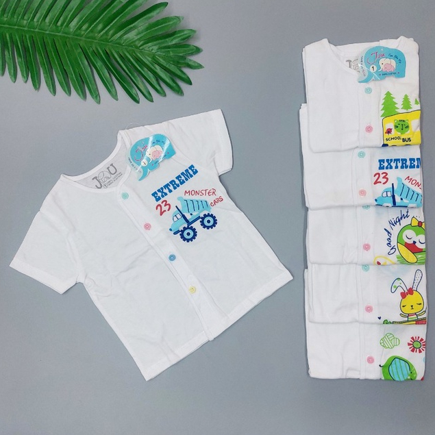 Áo Sơ Sinh Jou, Áo Tim Jou Tay Ngắn Cúc Giữa 100% Cotton Cho Bé Từ Sơ Sinh - 10 Kg