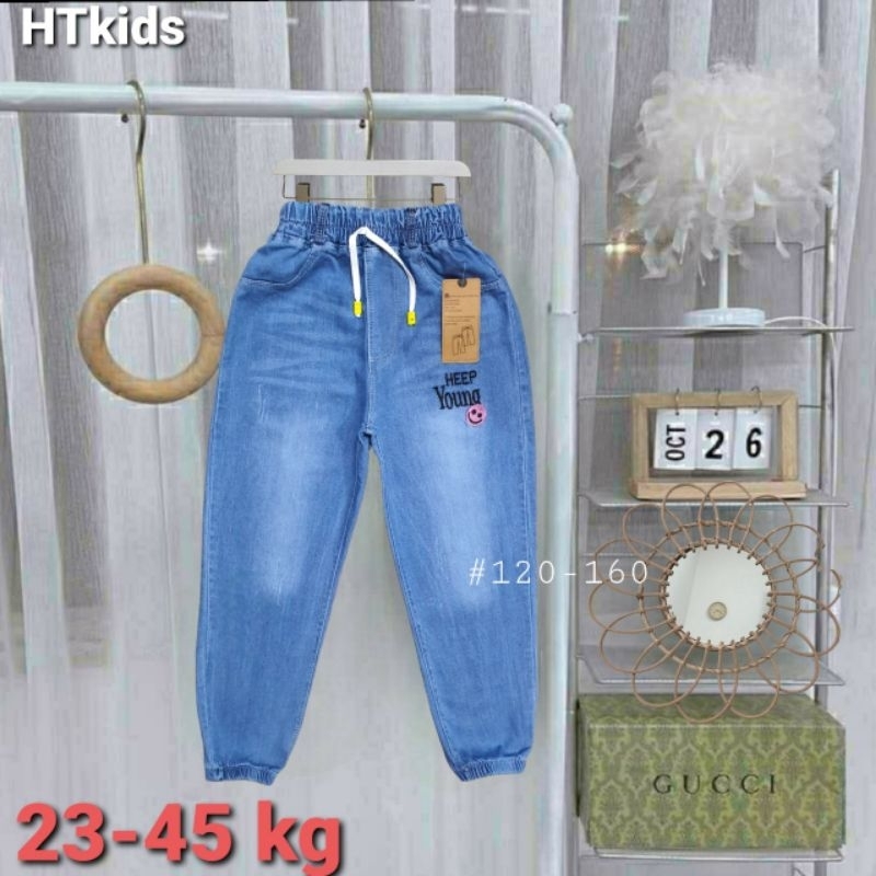 Quần jean dài bé gái, quần bò bé gái vải mềm co giãn 18-45kg