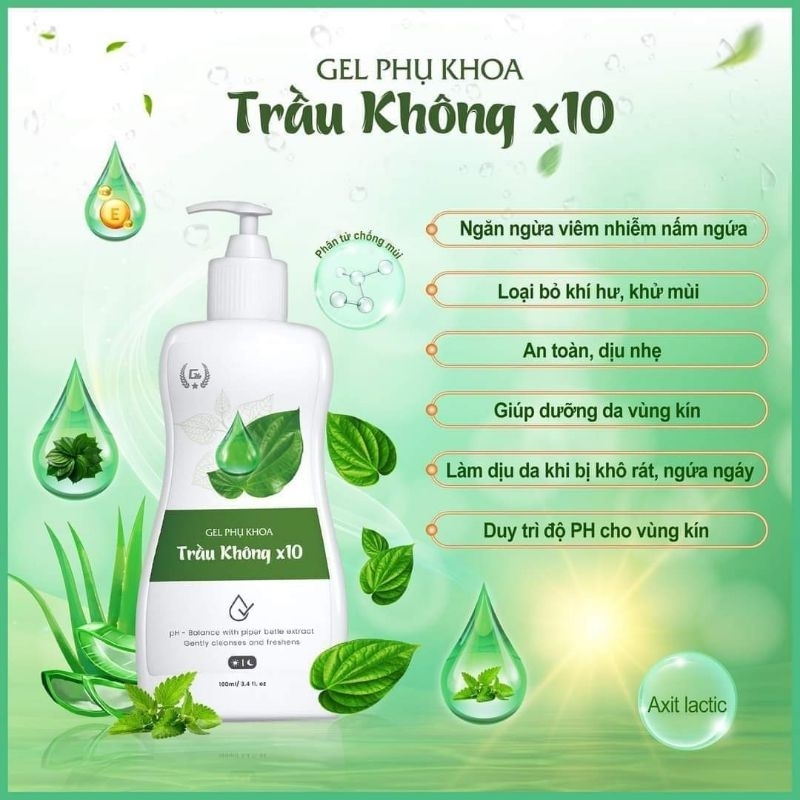 (Kèm 🎁  Tăng ) GEL TRẦU KHÔNG x10 Sạch Viêm Thơm Tho cả ngày