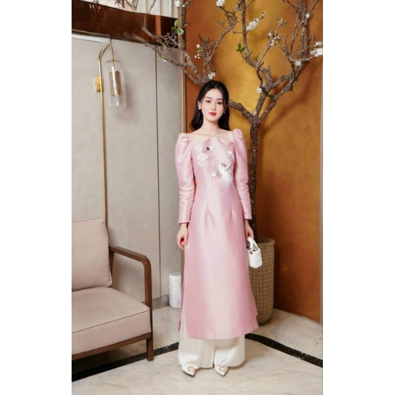 Áo dài ogana đính kết cao cấp đẹp sang chảnh hàng thiết kế đẹp áo dài cao cấp giá rẻ