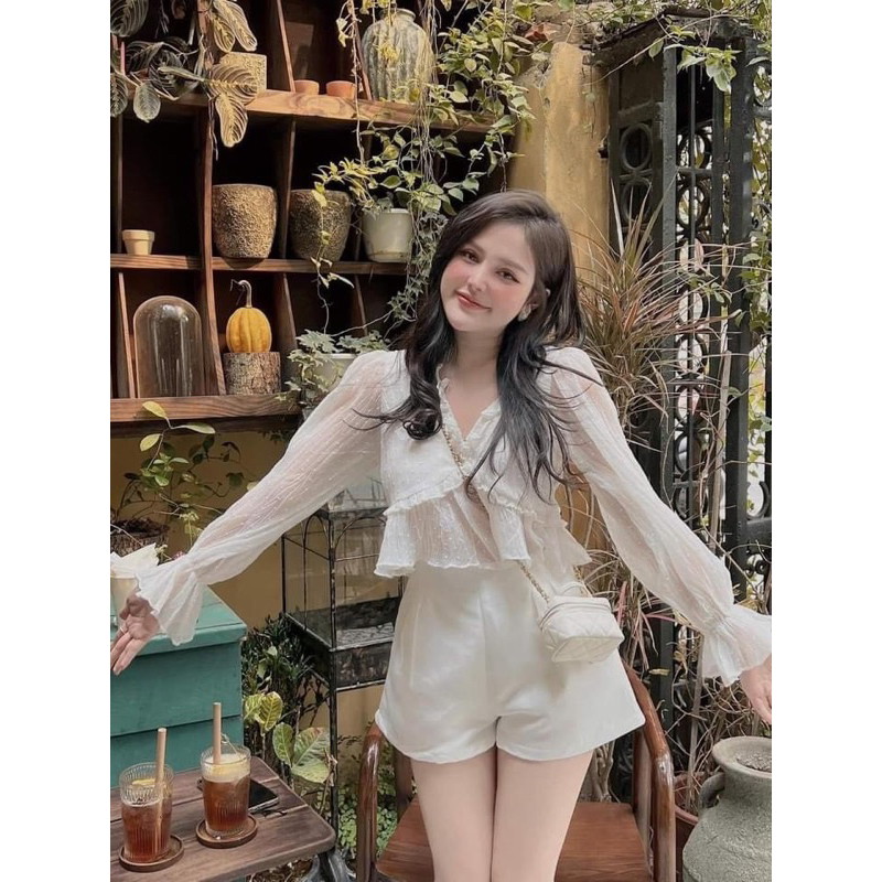 Áo ren bi bánh bèo 3 màu Amineyshop