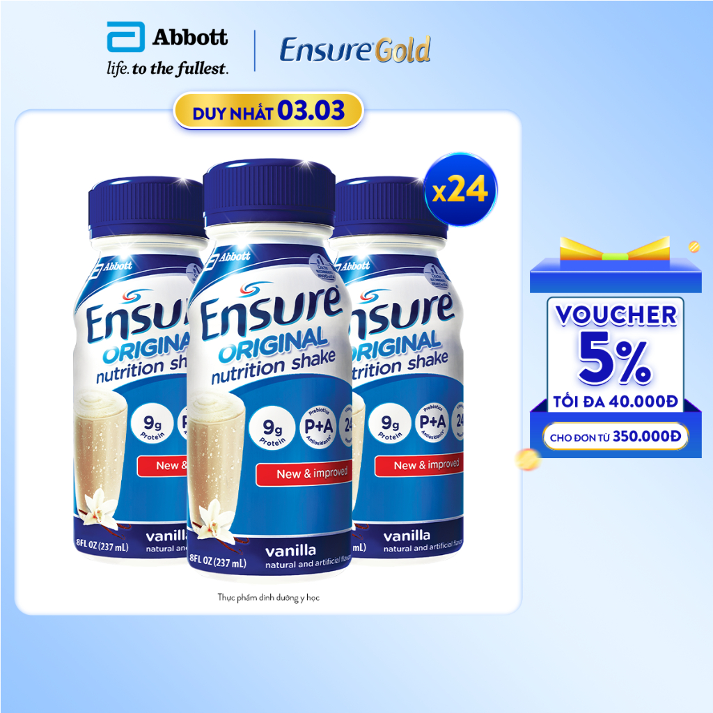 Thùng 24 chai Sữa nước Ensure Abbott 237ml/chai