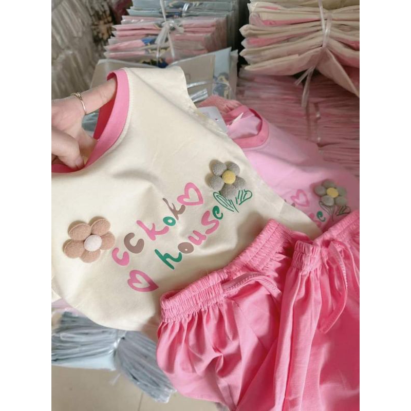 Bộ hoa 2cho bé 8_22kg chất cotton tàu