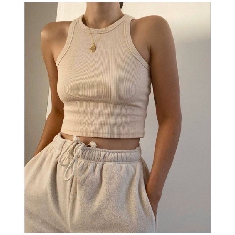 Áo Croptop 3 Lỗ khoét vai màu trơn Pastel Chuẩn Dáng Năng Động thun tăm mềm mịn 13899 FIORI STORE