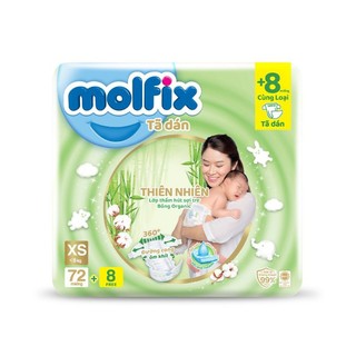 Tã dán sơ sinh molfix xs72, s56 tặng 8 miếng