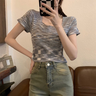 áo len dệt kim màu loang kiểu cổ vuông basic (9323-7#)