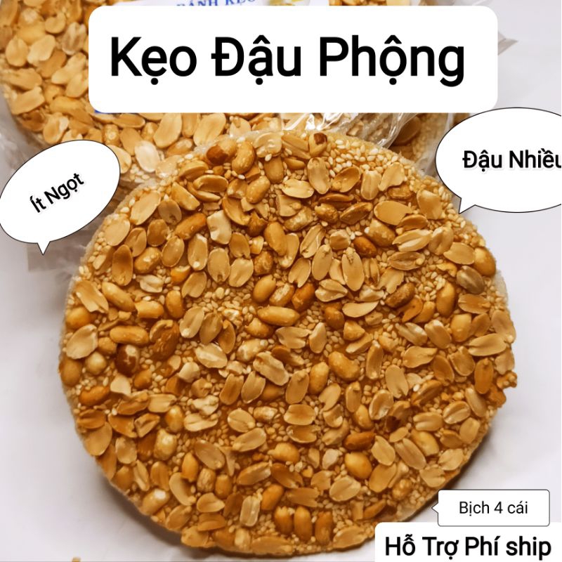 Kẹo đậu phộng đậu nhiều ít ngọt 1 bịch 4 cái như nhau 300g đặc sản sóc Trăng