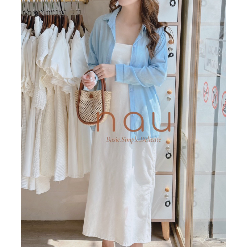 Áo sơ mi gân tay bo bản mặc 2 kiểu