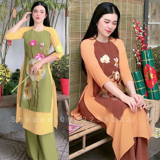 Đồ lam đi chùa # mẫu ctân 2 tà vải đũi # quần áo nữ # đồ bộ nữ