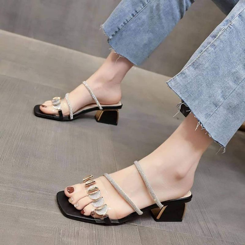 Sandal cao 5cm viền đồng,khóa mặt trăng bigsize 32 đến 45