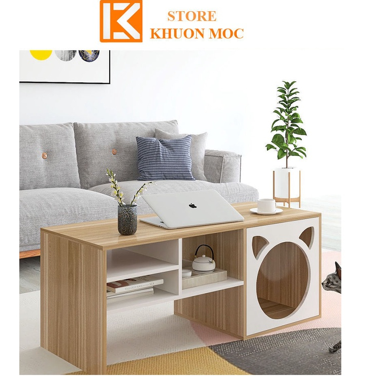 Bàn trà sofa kết hợp nhà cho mèo siêu cưng, chuồng mmèo nhỏ xinh thông minh và tiện lợi KM036.1