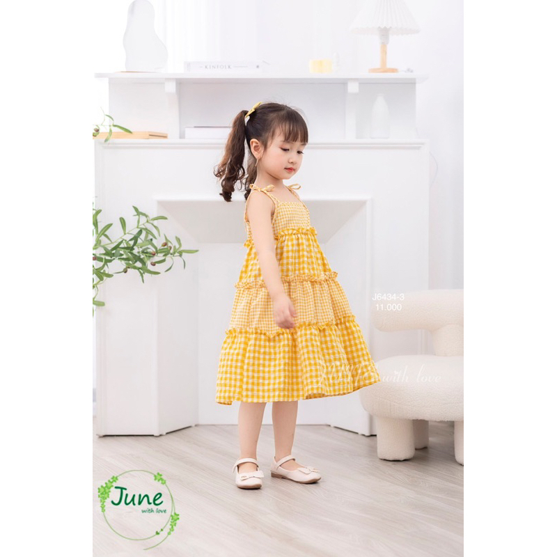VÁY 2 DÂY CARO VÀNG JUNE with LOVE 🍀