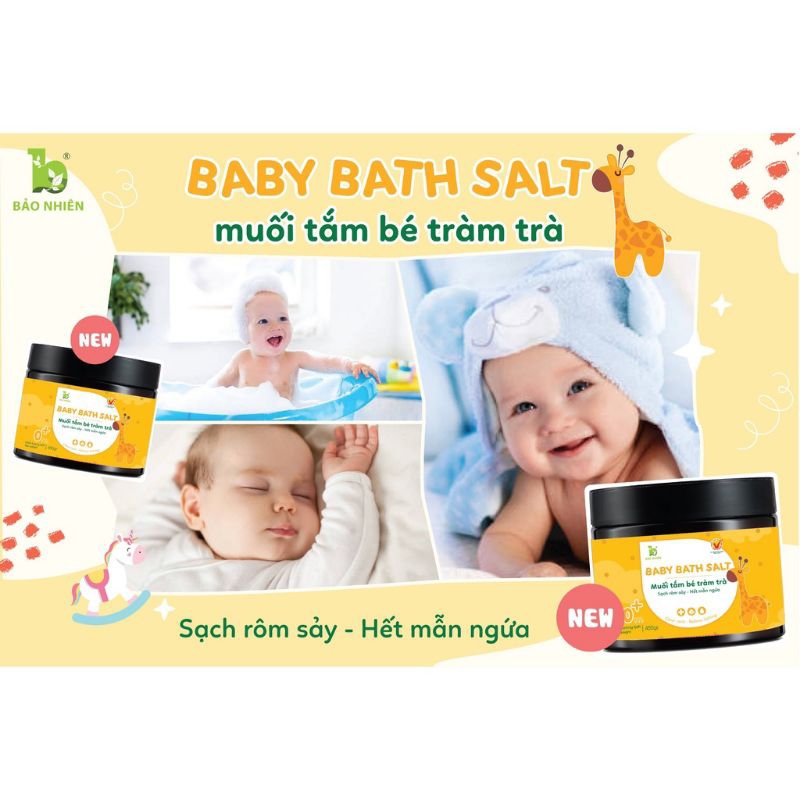 Muối tắm cho bé sơ sinh tinh dầu tràm trà ngừa rôm sảy, mẩn ngứa, chàm sữa Bảo Nhiên 200gr, 400gr