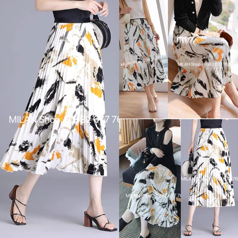 Chân váy dập ly nhiều hoạ tiết cute