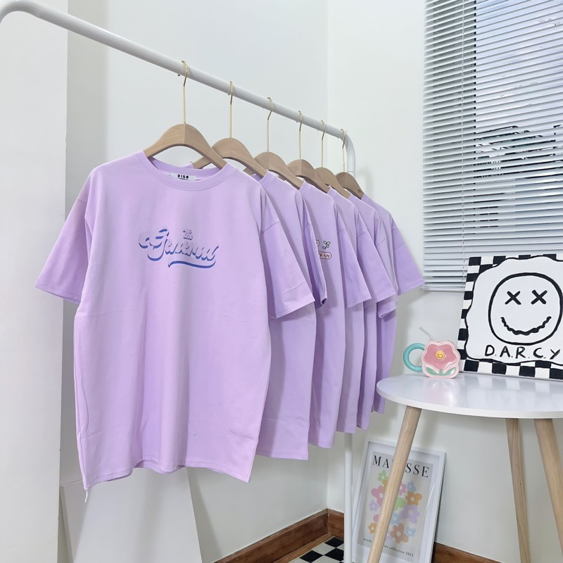 áo thun unisex tay lỡ 3158 màu tím pastel