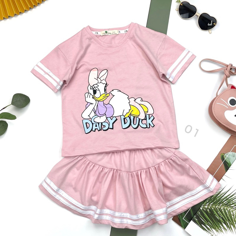 Bộ cotton áo cộc tay, chân váy bé gái 3-10y . Chất cotton mềm mịn, thấm hút mồ hôi, co giãn tốt