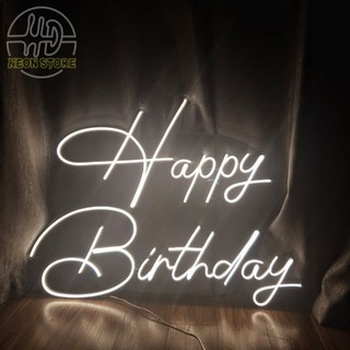 Đèn Neon happy birthday, đèn neon theo yêu cầu, đèn decor, đèn dán tường