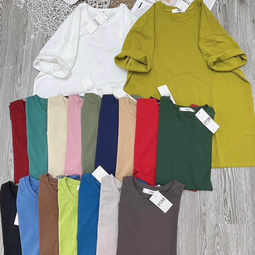 Áo thun trơn from rộng tay lỡ chất cotton khô đủ màu