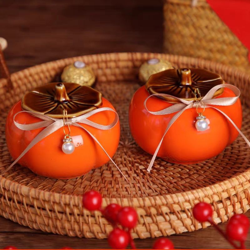 [có sẵn] Hũ đựng trà bằng sứ, Quả hồng sứ hottrend đựng hạt, gia vị nắp kín tiện lợi, quà tặng ý nghĩa