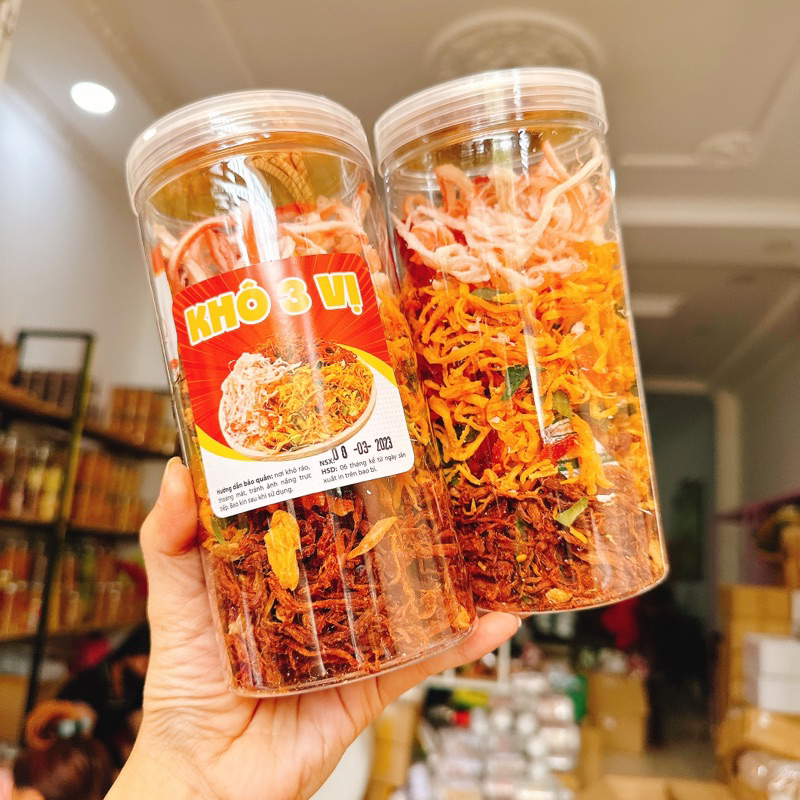 Khô 3 Vị Mix hộp 300gr  : KHÔ GÀ + KHÔ HEO + MỰC SỢI HẤP DỪA đo ăn văt ngon rẻ sài gòn │ Gia Lai market