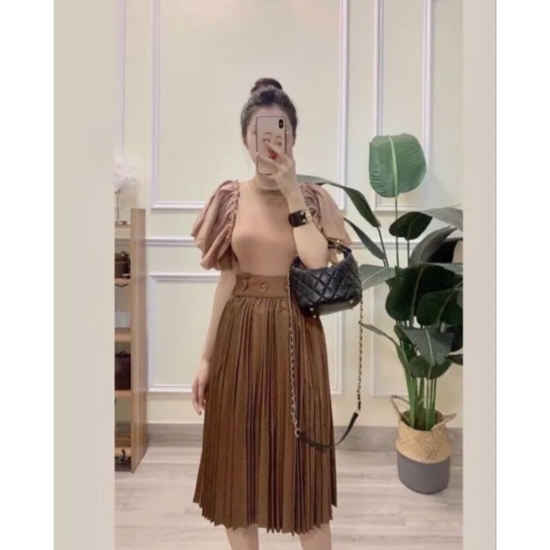 áo thun tay bồng màu nu