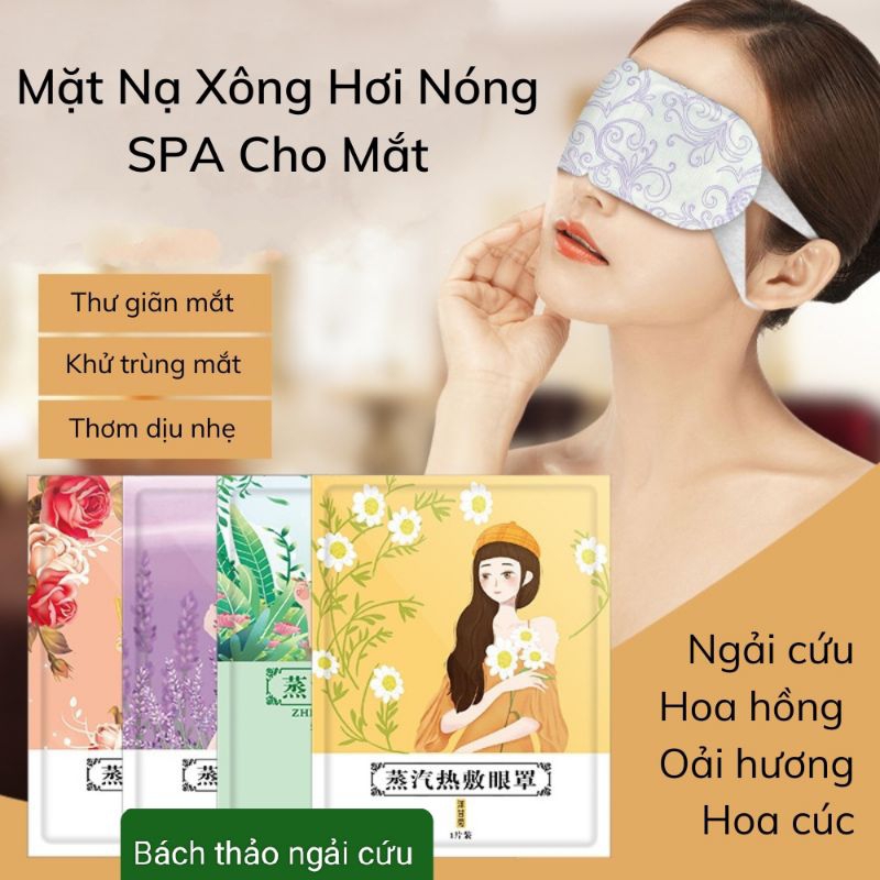 Mặt Nạ Mắt Nóng Xông Hơi Nước Chườm Nóng Mắt Thư Giãn Giảm Mỏi Mắt Hương Ngải Cứu, Hoa Oải Hương, Hoa Cúc, Hoa Hồng