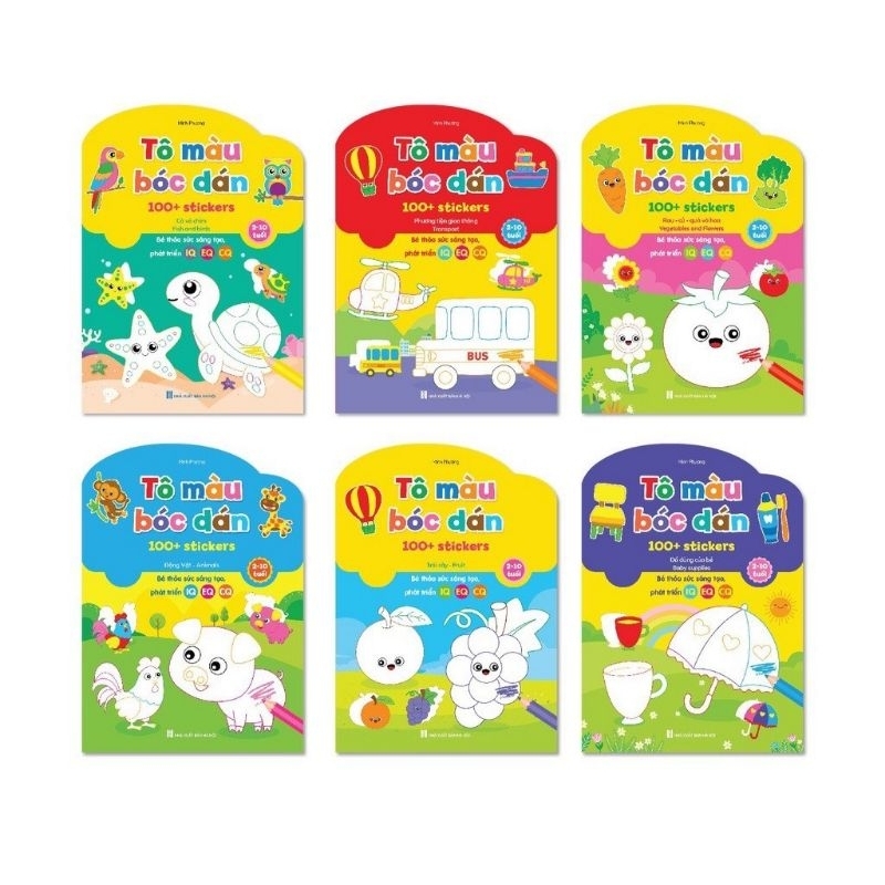 Sách Bộ tô màu bóc dán 100+ stickers 6c(song ngữ Anh – Việt)