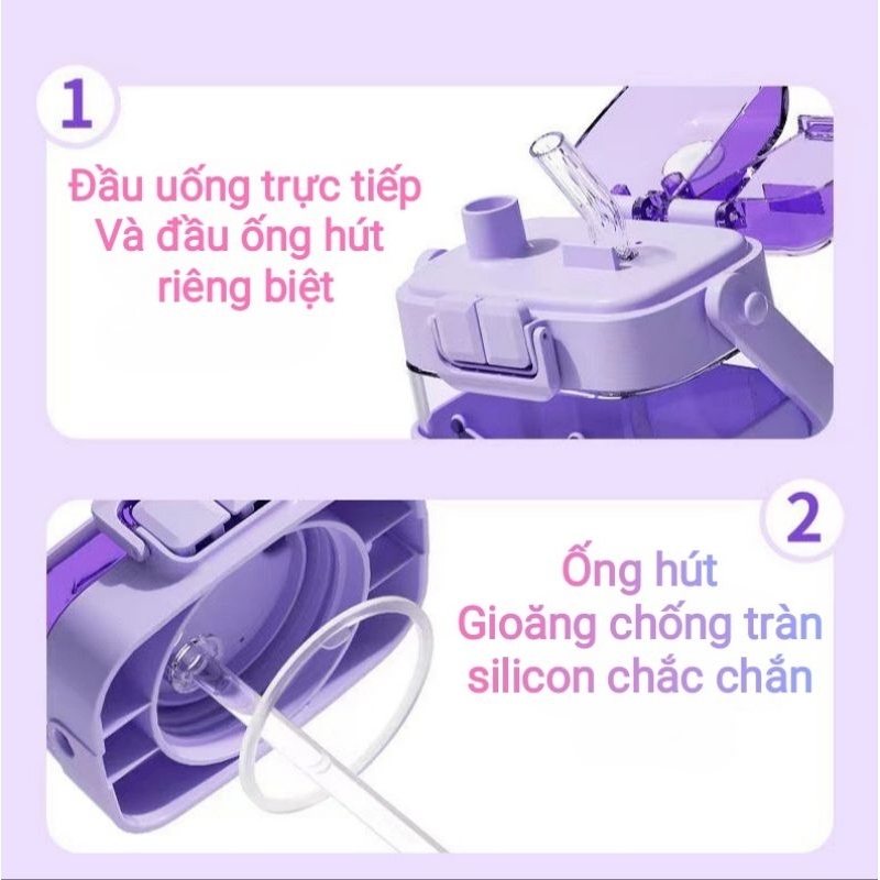 Bình nước hình vuông siêu xinh hãng DISNEY ,2 in1 vừa ống hút và uống trực tiếp .Hình 3D. Có dây đeo và tay xách.