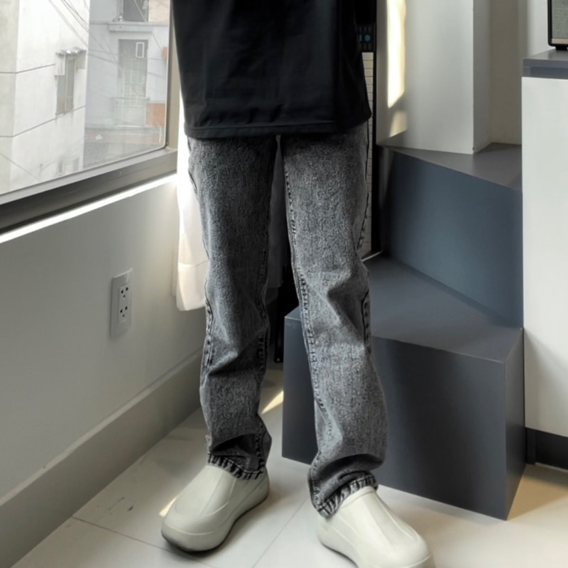 QUẦN JEANS SUÔNG ỐNG RỘNG_ĐEN & XÁM - COMFORT JEANS'S KN