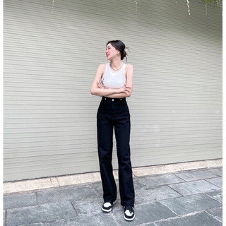 [ ẢNH THẬT] Quần suông jeans đen