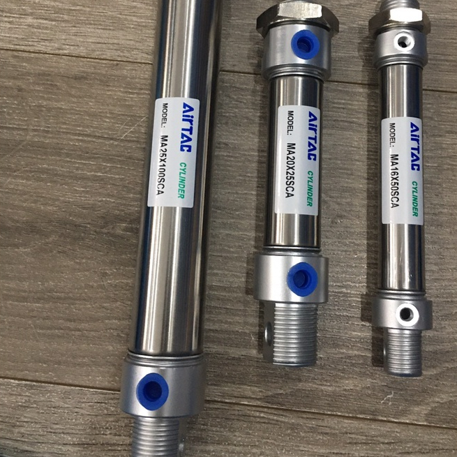Xilanh tròn MA25-25/50/75/100/125/150/175/225/250/300-SCA vỏ INOX có từ Airtac