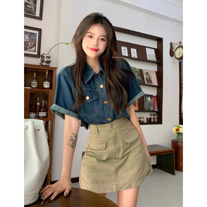 ÁO KHOÁC JEAN XANH CROPTOP DÁNG NGẮN QUẢNG CHÂU