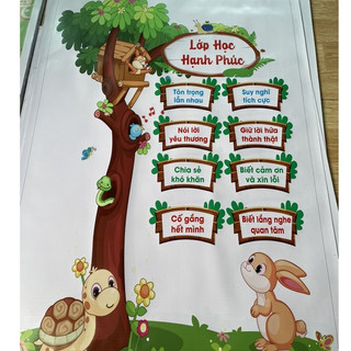 Bạt lụa "Lớp học hạnh phúc" kích thước A0, Trang trí lớp học.