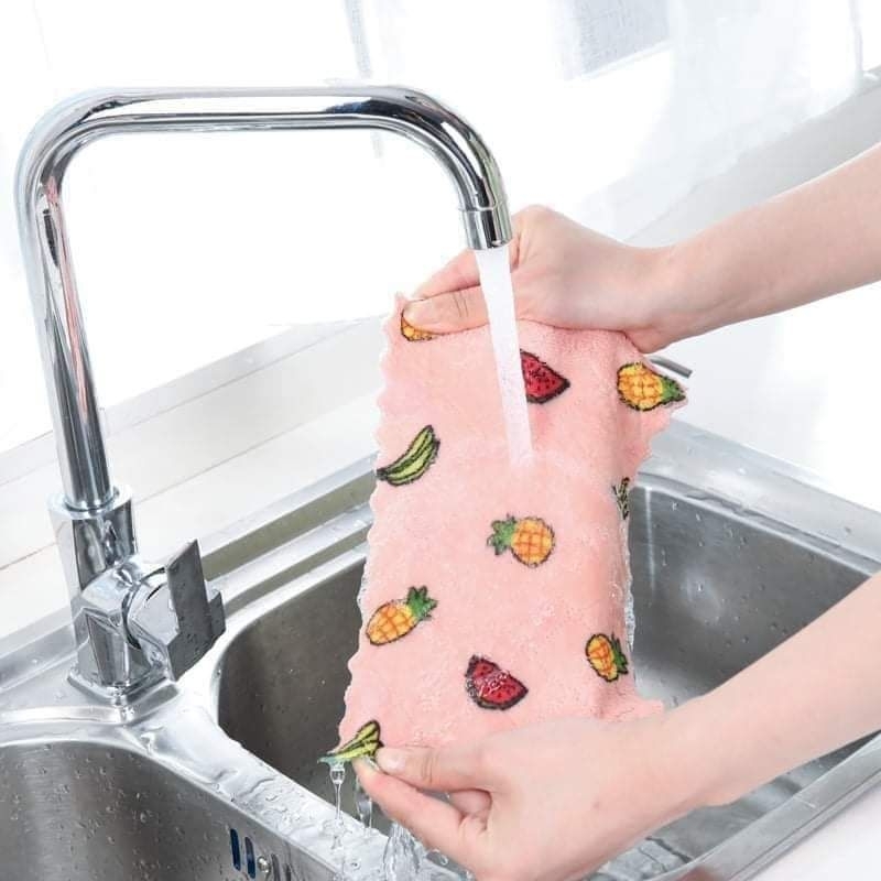 Set 5 khăn vuông lau đa năng hình trái cây siêu thấm - KT.25X25CM