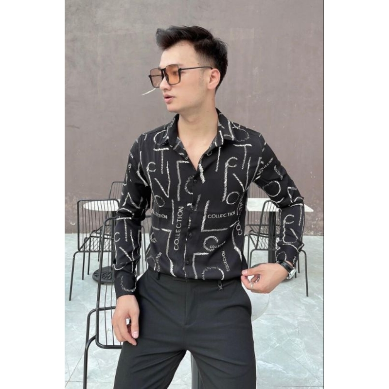 Áo sơmi nam họa tiết 3D vãi lụa mềm mịn không nhăn