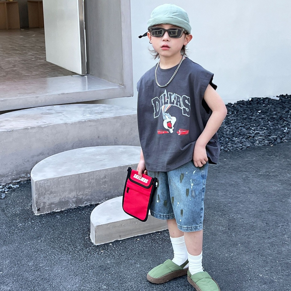 Áo ba lỗ bé trai thỏ DAL A277 size 90-140, áo tanktop trẻ em quảng châu cao cấp