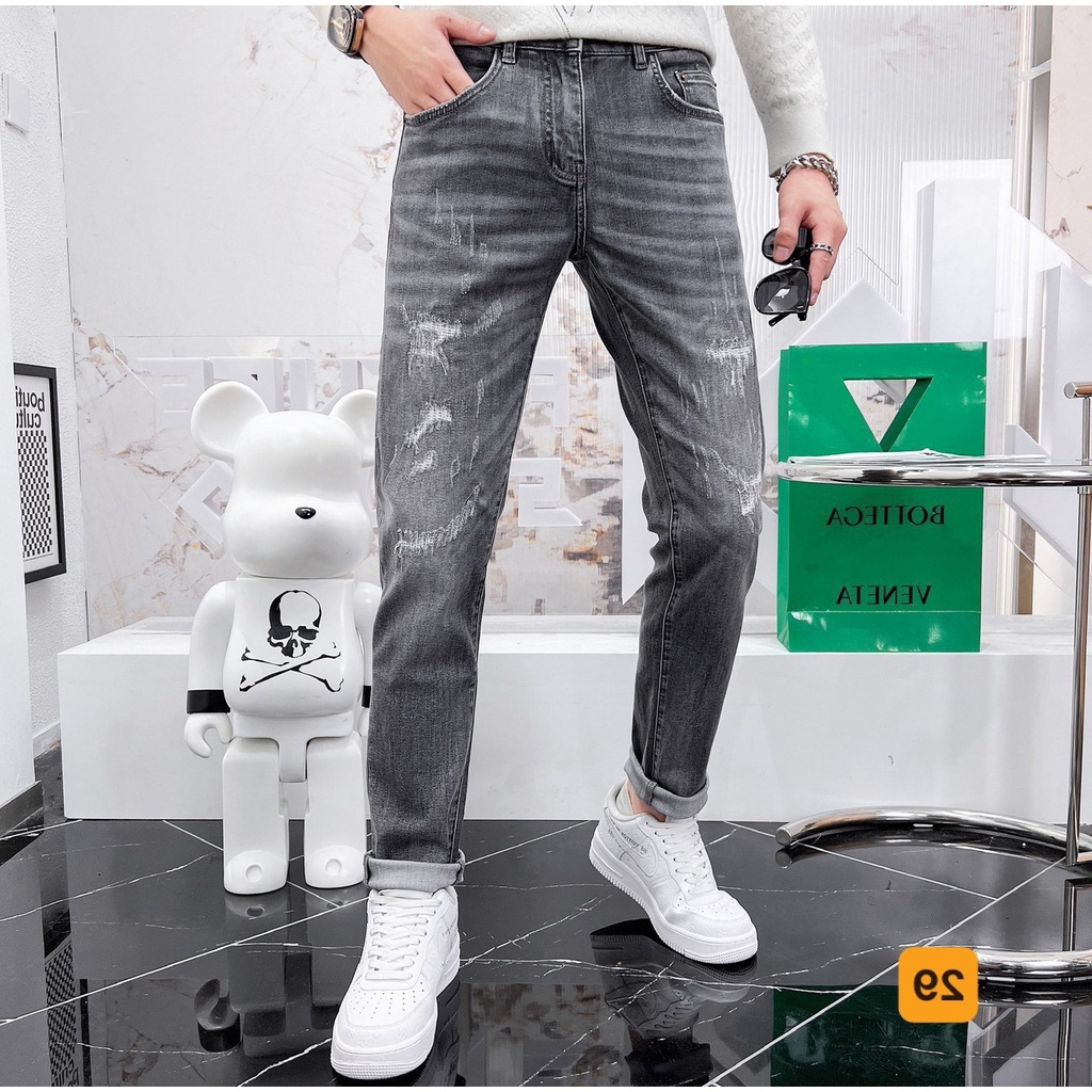 Quần Jean Nam Dài Chất Denim Cao Cấp Mẫu Rách Xước Nhẹ Phong Cách Hàn Quốc MS29