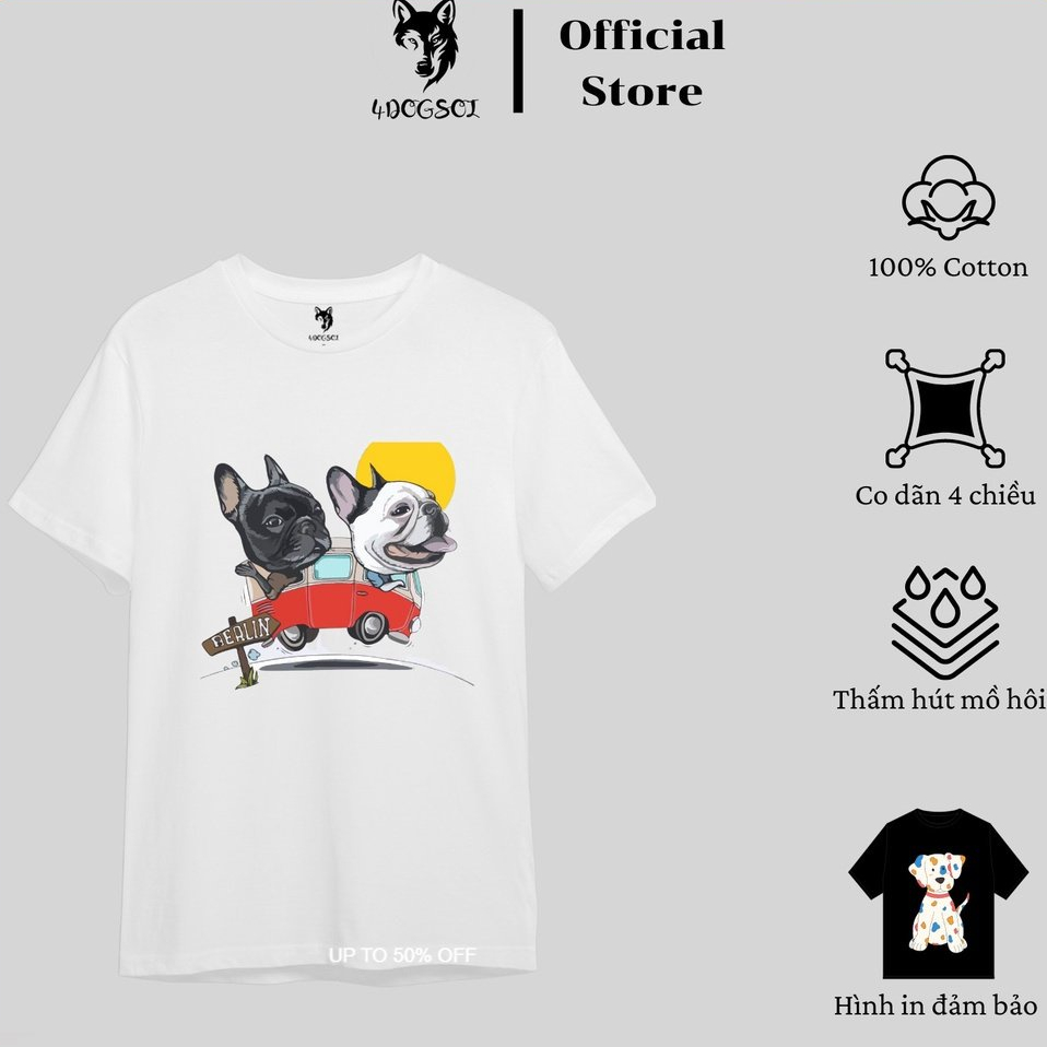 Áo Thun Nam Nữ In Hình Chó 𝓟𝓤𝓖 Đua Xe Form Vừa Chất Cotton Lụa Cao Cấp Mềm Mát 4𝓓𝓞𝓖𝓢𝓞𝓘 S17 .1